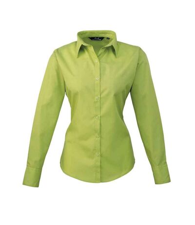 Womens/ladies long-sleeved shirt lime Premier