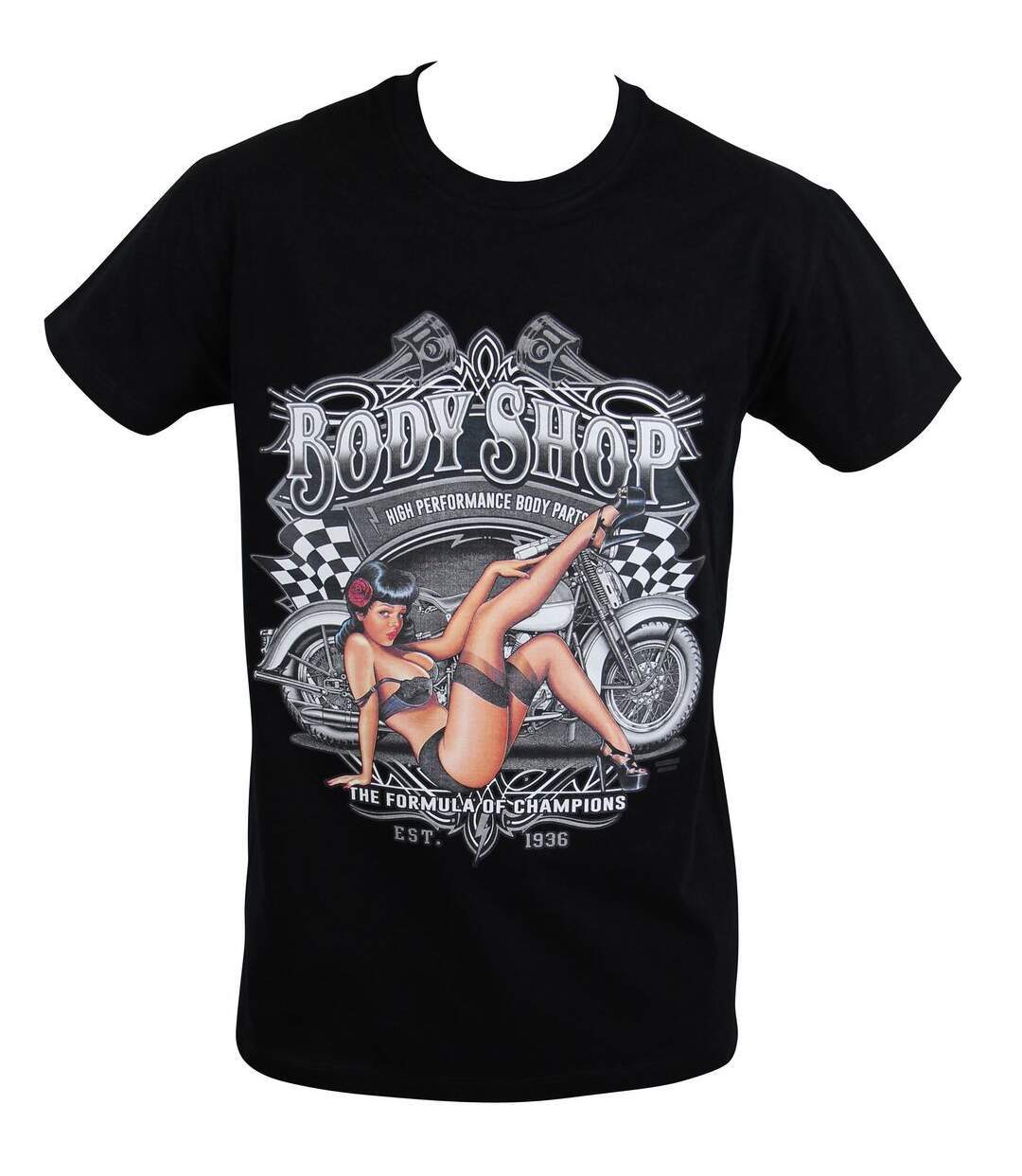 T-shirt homme manches courtes - Biker Pin-up 22509 - Noir-1