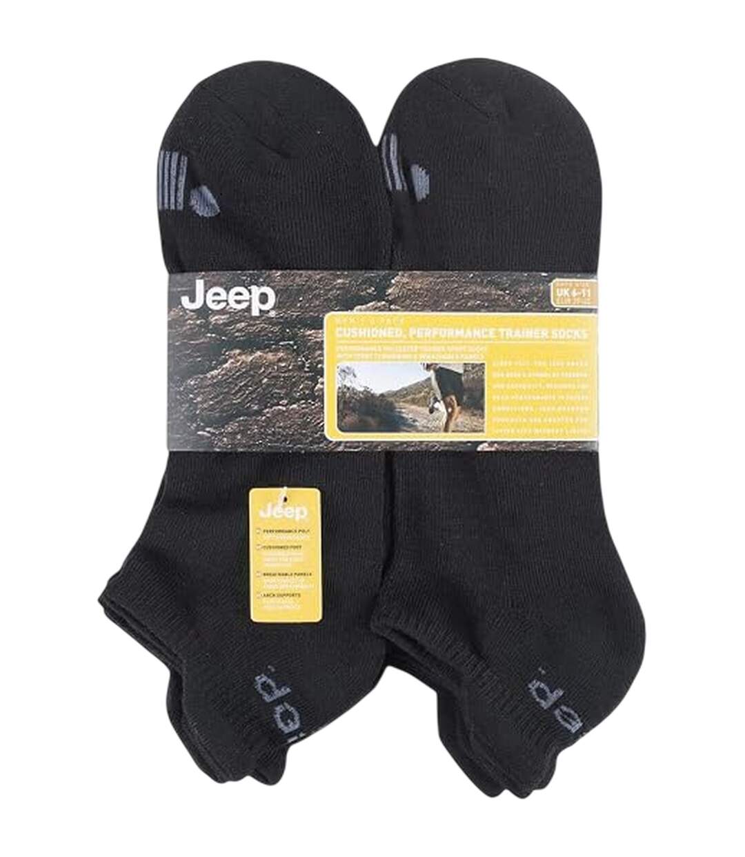 Pack Of 6  Mens Cushioned Trainer Socks  Black Jeep-3