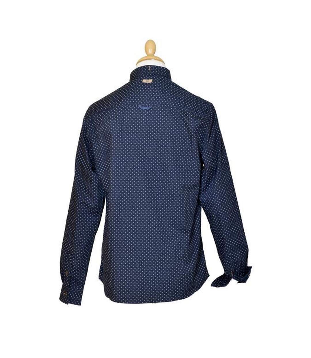 Chemise homme manches longues de couleur bleu nuit-2