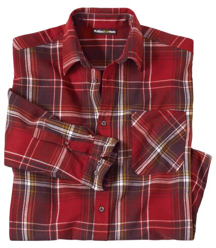 Chemise en flanelle chaude à carreaux homme - rouge