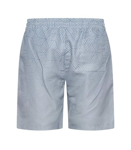 Mens Layotta Geometric Pattern Swim Shorts Denim Blue Crosshatch