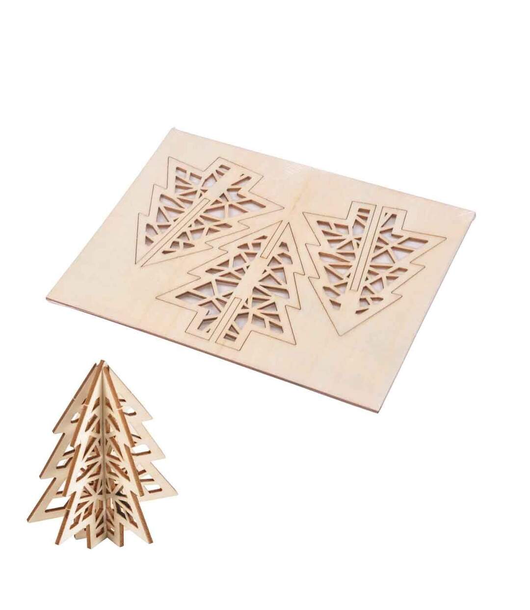 Puzzle 3D à Personnaliser Sapin de Noël 9cm Naturel-1