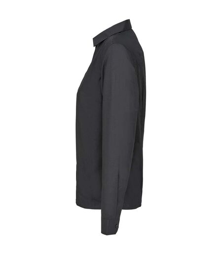 Womens/ladies Bailey Poplin Long-sleeved Shirt Black SOLS