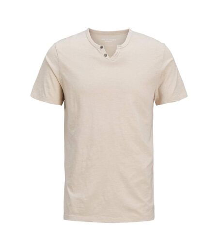 T-shirt beige clair homme jack & jones split neck - 3xl