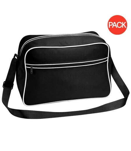 Lot de 2  Sac à bandoulière rétro 18 litres taille unique noir/blanc Bagbase