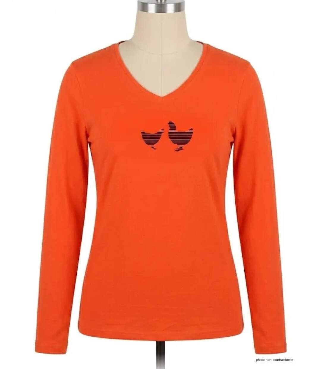Tee-shirt MAYFLOWER NAPOLI1 orange à sérigraphie poule : confort et peps animalier-3