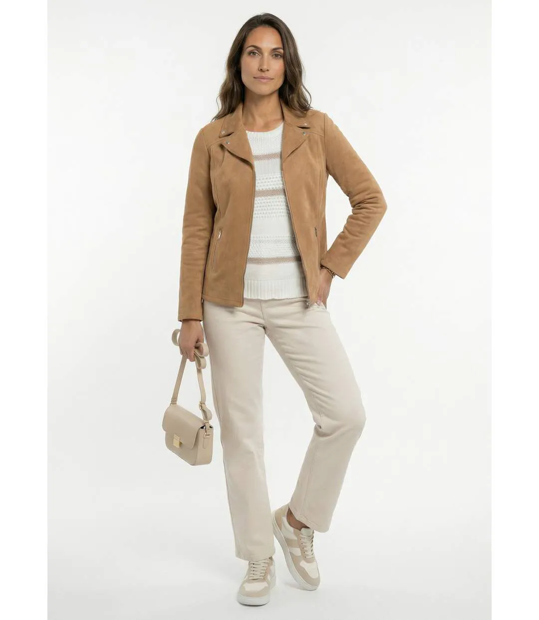 Blouson zippé tissu suédé velouté-3