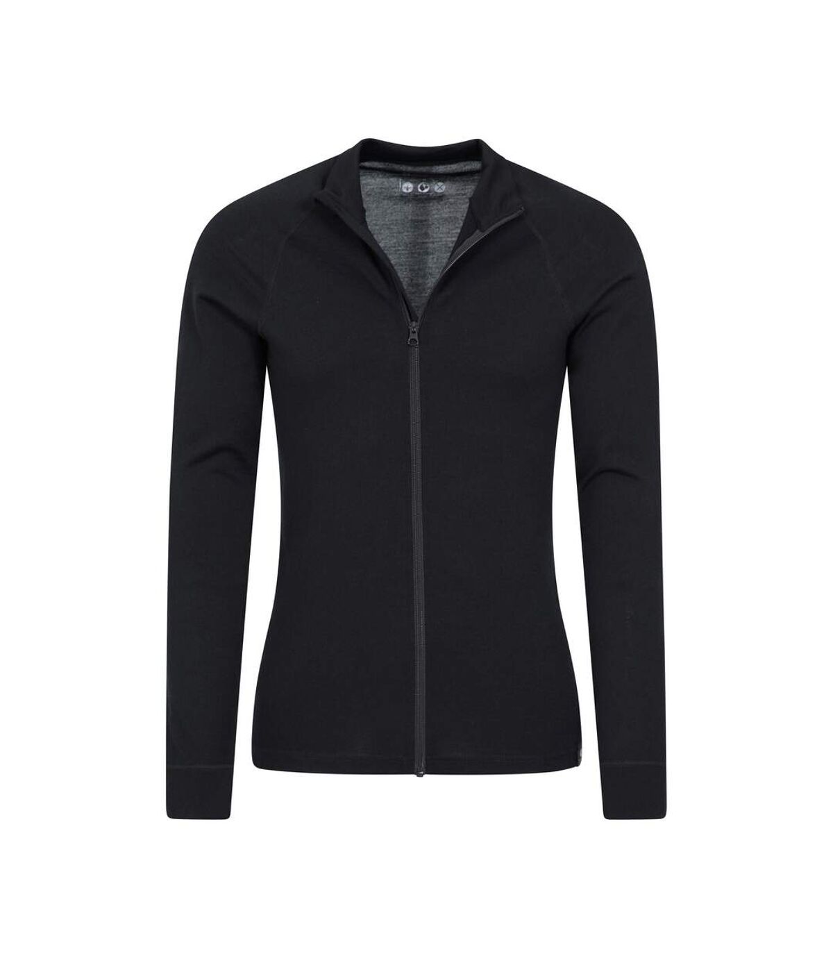 Mountain Warehouse Mens Merino Wool Full Zip Base Layer Top (Black)