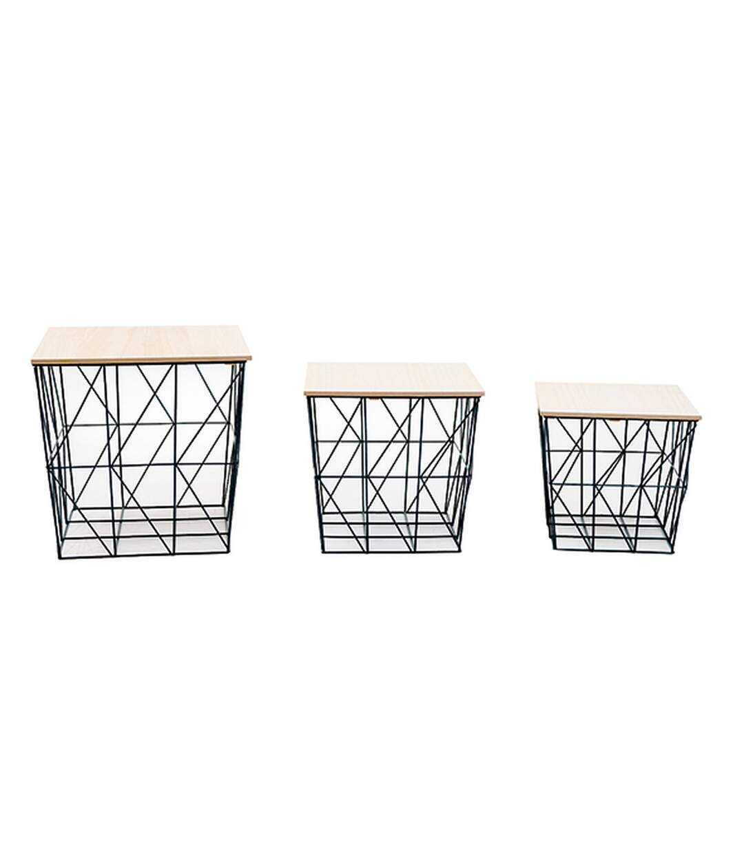 Lot de 3 tables d'appoint ou tables gigogne en MDF et Métal-2