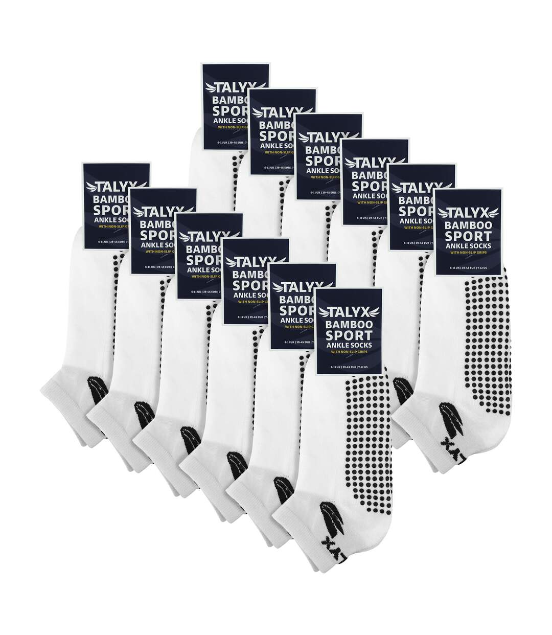 TALYX - Lot de 12 Chaussettes Courtes Homme Bambou Antidérapantes-2