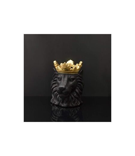 Cache-Pot Design Lion Couronne 39cm Noir