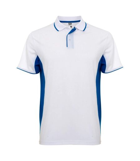 Polo montmelo adulte blanc/bleu royal Roly