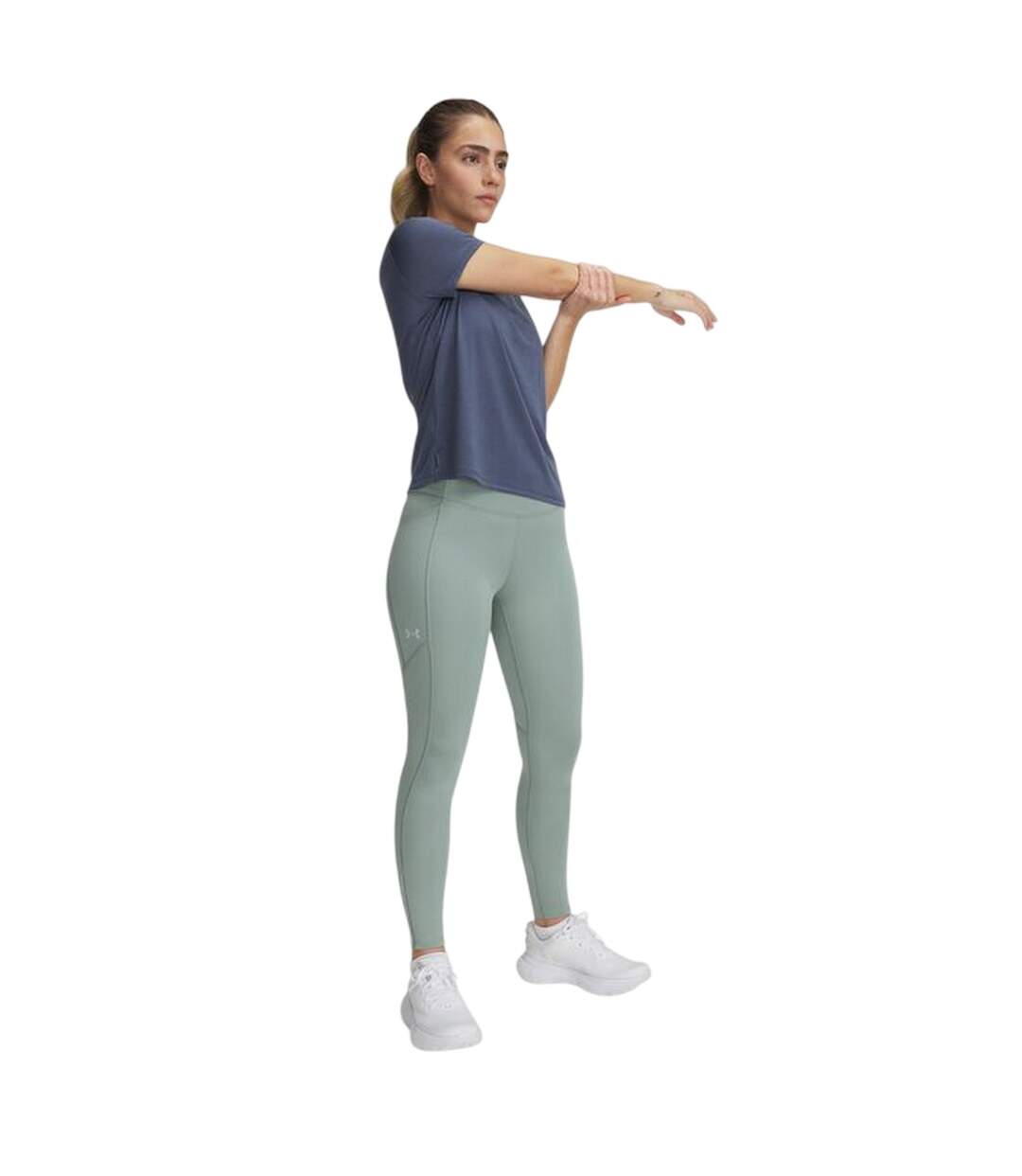 Womens/ladies Fly Fast 3.0 Side Pocket Tight Leggings Green Red Under Armour-4
