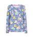 Womens/ladies Printed Breton Top Blue Lazy Jacks-1