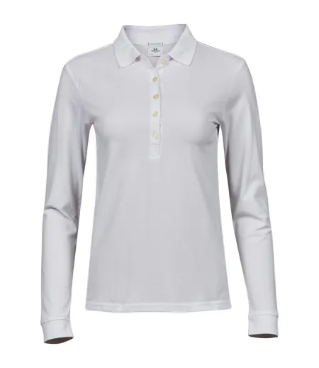 Polo Manches Longues Femme Blanc Tee Jays