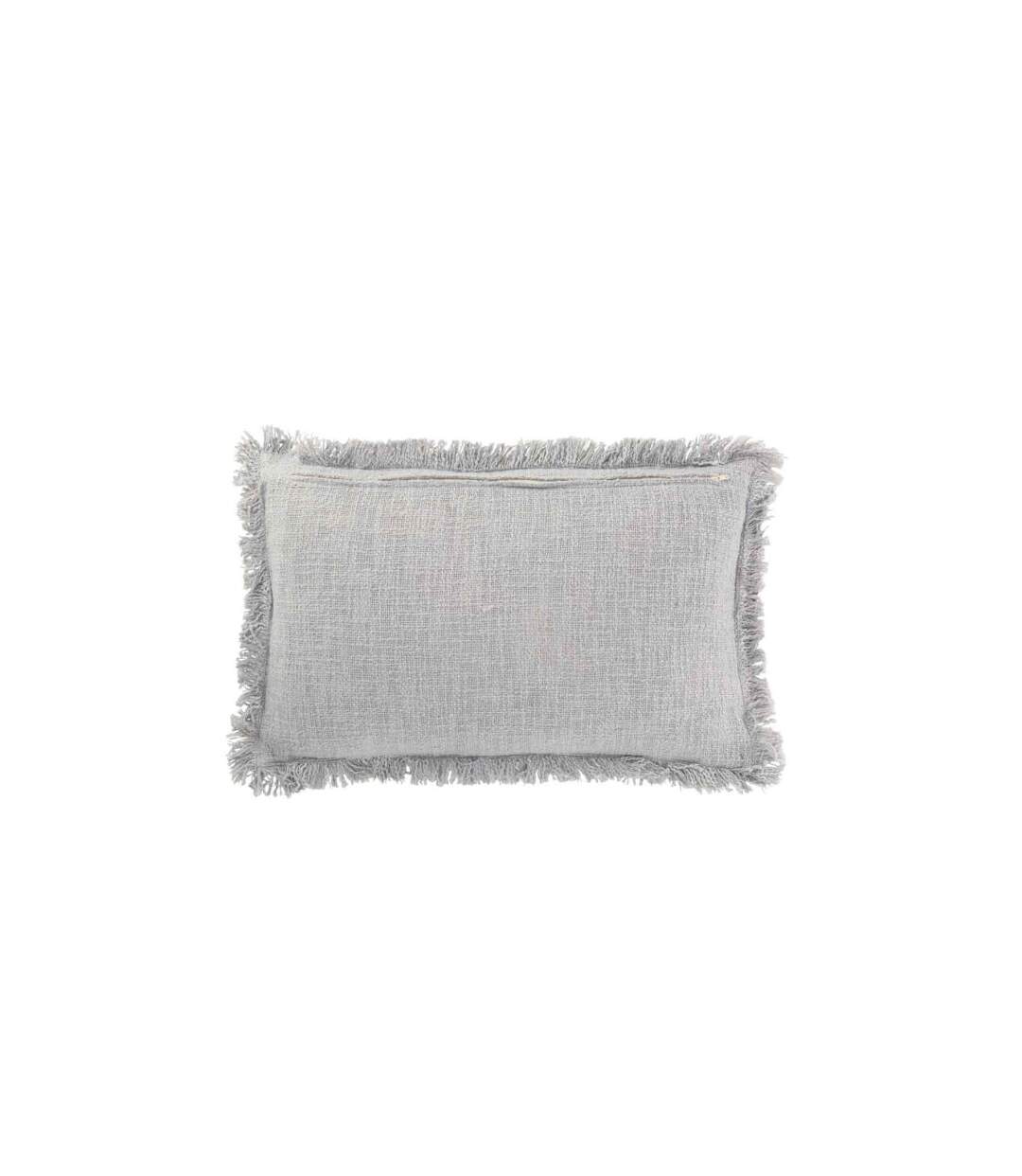 Coussin Déco Franges Velours 35x55cm Gris Bleu-2