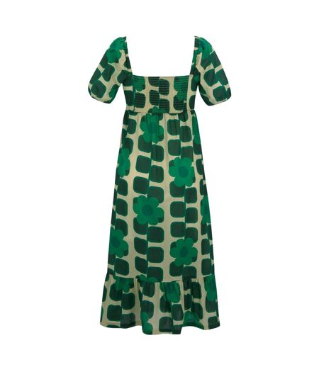 Womens/ladies Orla Kiely Giant Square Flower Summer Midi Dress Green Regatta
