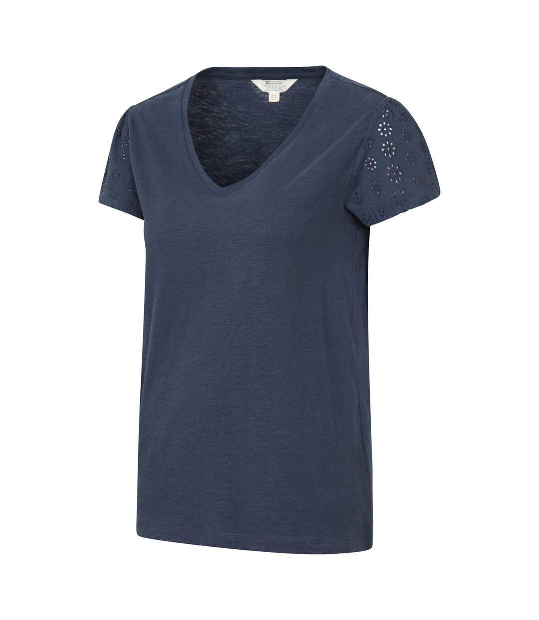 Womens/ladies Malaga Broderie Sleeve T-shirt Navy Mountain Warehouse-1