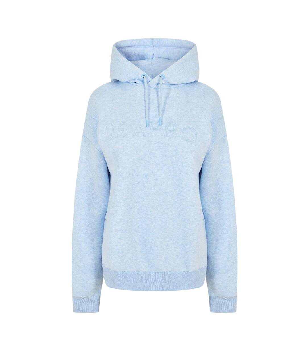 Womens/ladies Logo Marl Classic Drawstring Hoodie Blue USA Pro-3