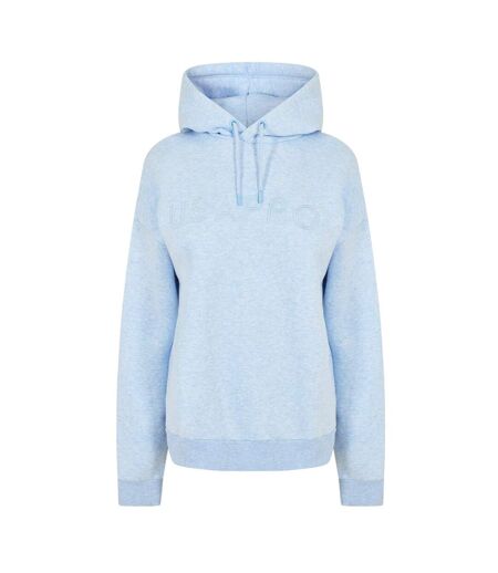 Womens/ladies Logo Marl Classic Drawstring Hoodie Blue USA Pro