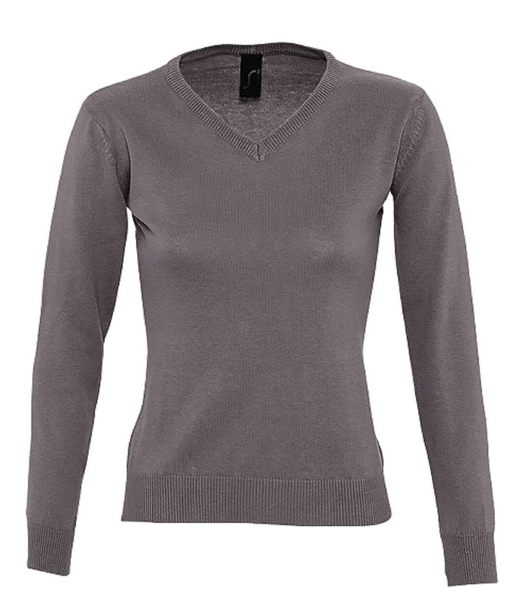 Pull col V - Femme - 90010 - gris moyen