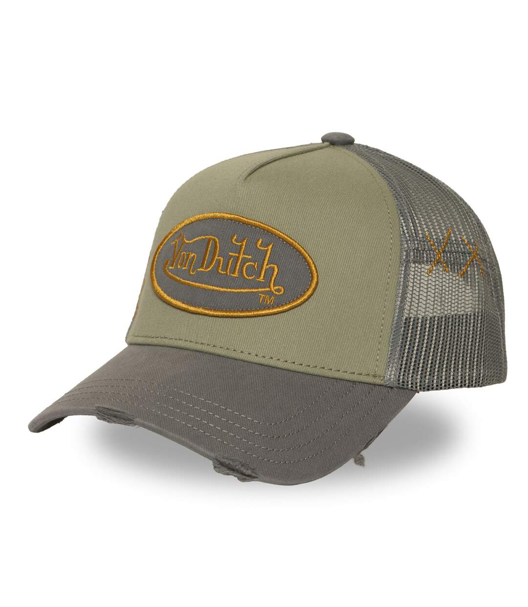 Casquette trucker avec filet effet usé avec filet et patch Used15 Vondutch-1