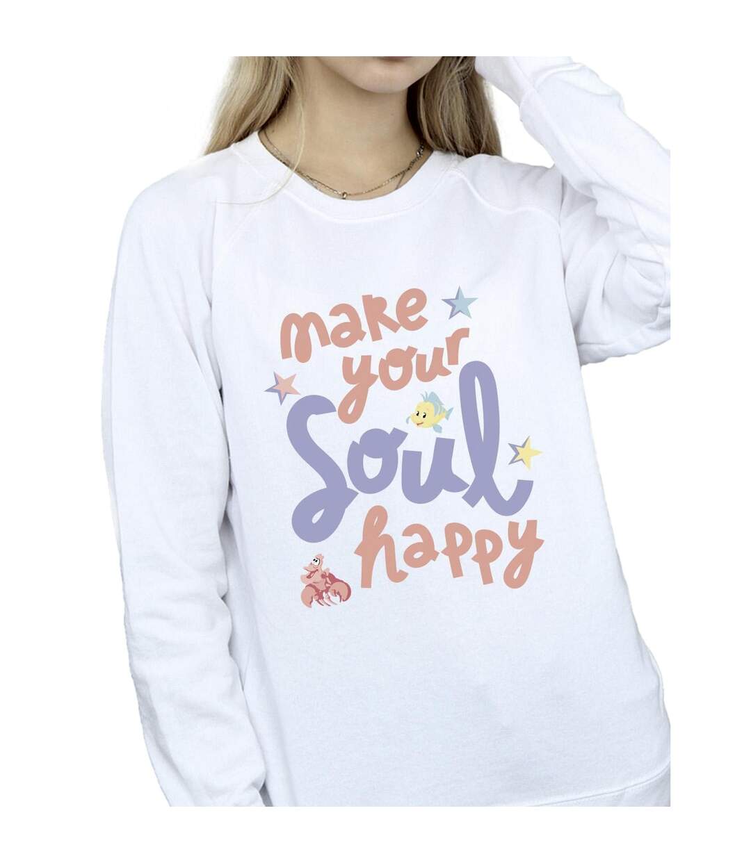 Disney - Sweat THE LITTLE MERMAID HAPPY - Femme (Blanc) - UTBI23452-3
