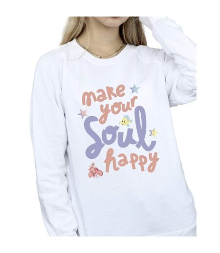 Disney - Sweat THE LITTLE MERMAID HAPPY - Femme (Blanc) - UTBI23452