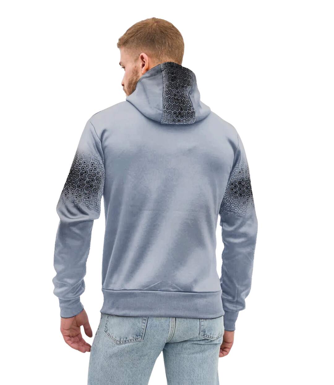 Gilet Sweat à  Capuche Ajusté Homme Gris avec Imprimé-2