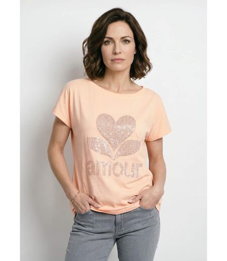 T-shirt col rond motif pailleté Amour