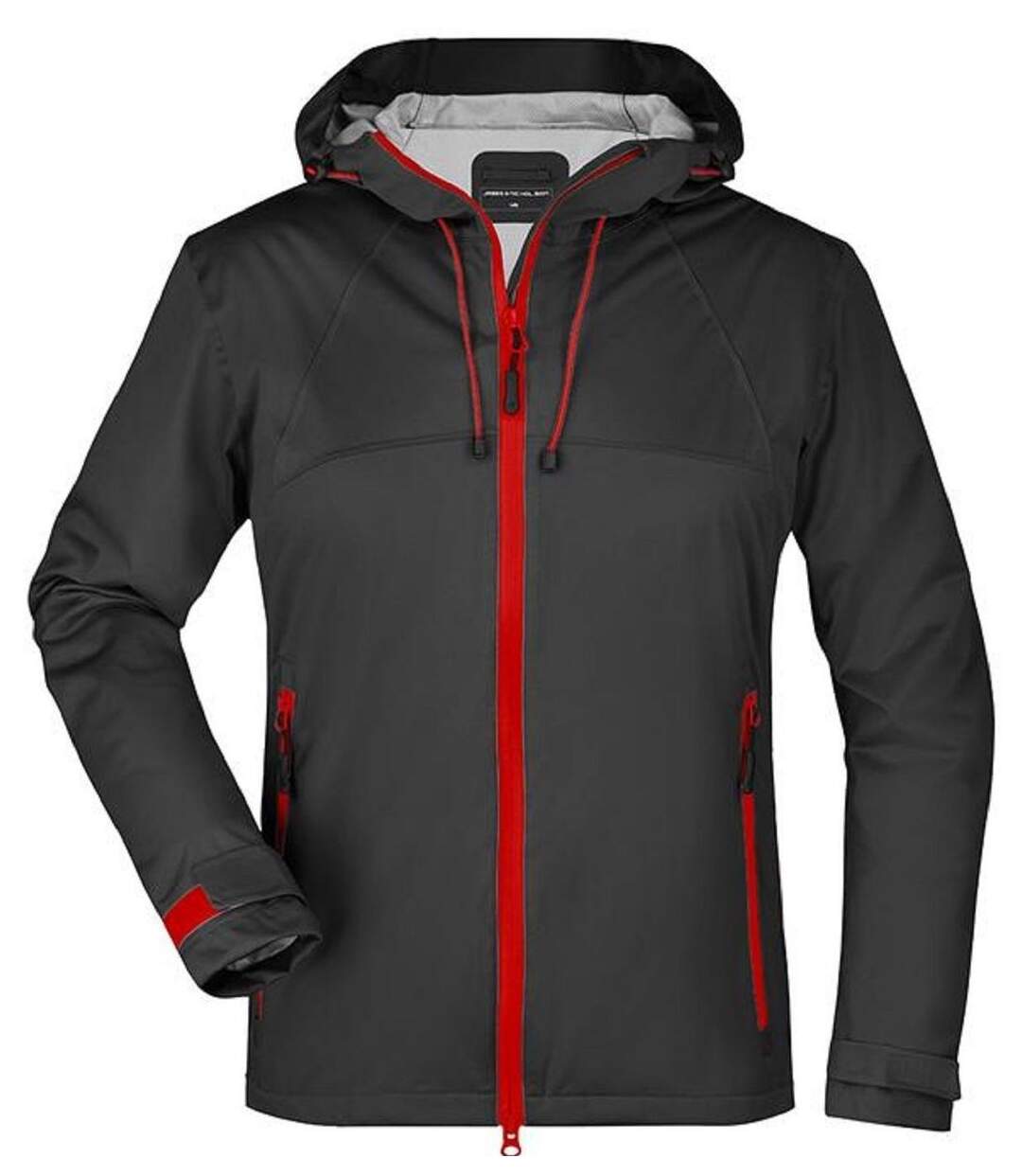 Veste softshell à capuche - Femme - JN1097 - noir et rouge-1