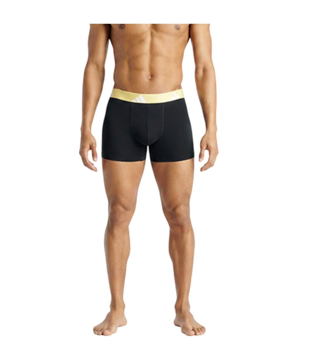 Pack Of 3  Mens Cotton Flexible Active Boxer Shorts  Black Yellow Off White Adidas-3