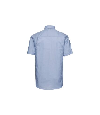 Russell Collection Mens Oxford Easy-Care Short-Sleeved Shirt (Oxford Blue)
