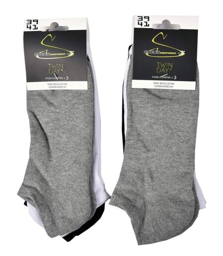 Chaussettes Courtes femme TWINDAY Qualité et Confort-Assortiment modèles photos selon arrivages- Pack de 6 Paires SNEAKERS Bouclette 21621