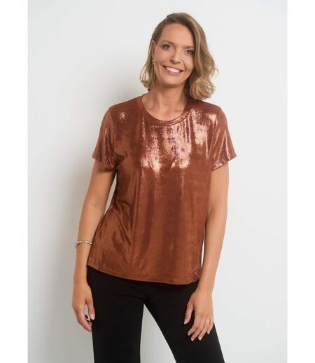 T-shirt métallisé à manches courtes