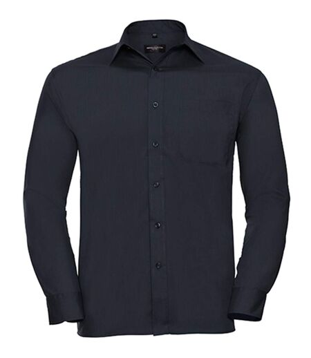 Chemise poplin manches longues repassage facile - Homme - RU934M - bleu marine