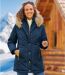 Women's Navy Padded Parka with Hood-5