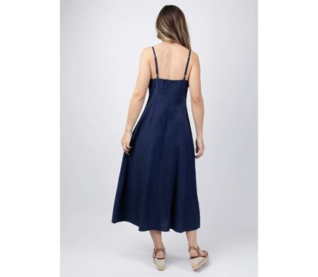Robe longue VALENTINE bleu marine Coton Du Monde