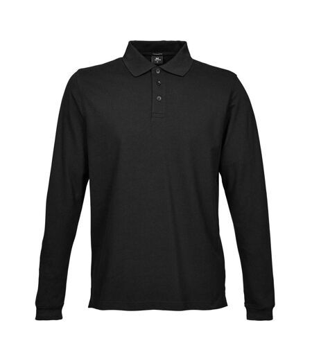 Polo Stretch À Manches Longues Homme Noir Tee Jays