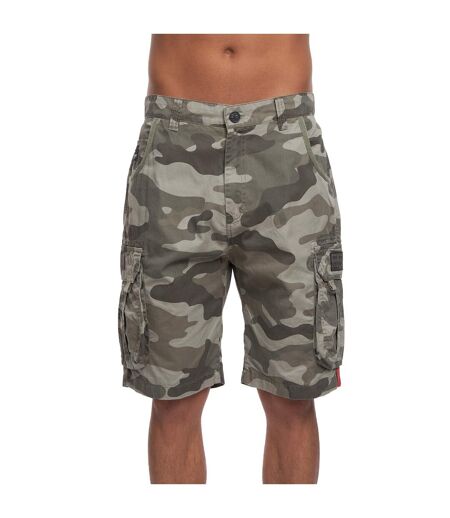 Mens Watchford Camo Cargo Shorts Olive Crosshatch