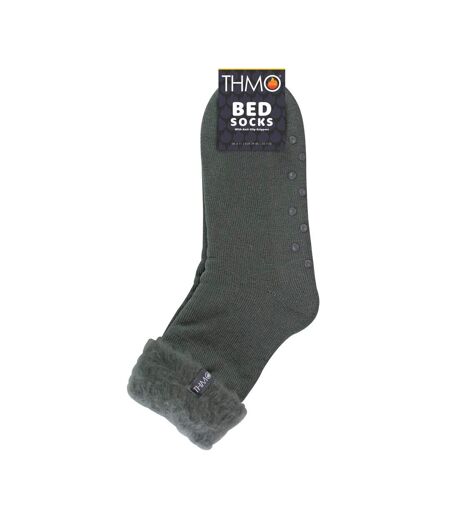 THMO - Homme Chaussettes de Lit Polaire Antidérapantes Chaudes