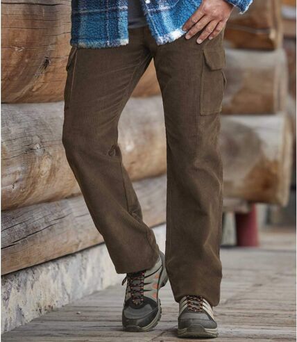 Men's Brown Corduroy Cargo Trousers  