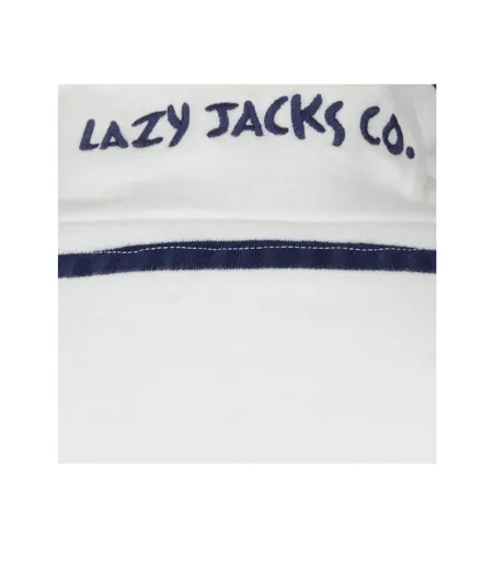 Womens/ladies Striped Quarter Zip Long-sleeved Sweatshirt White Lazy Jacks