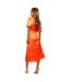 Robe Mi-longue Manches Bouffantes Femme Orange Influence-2
