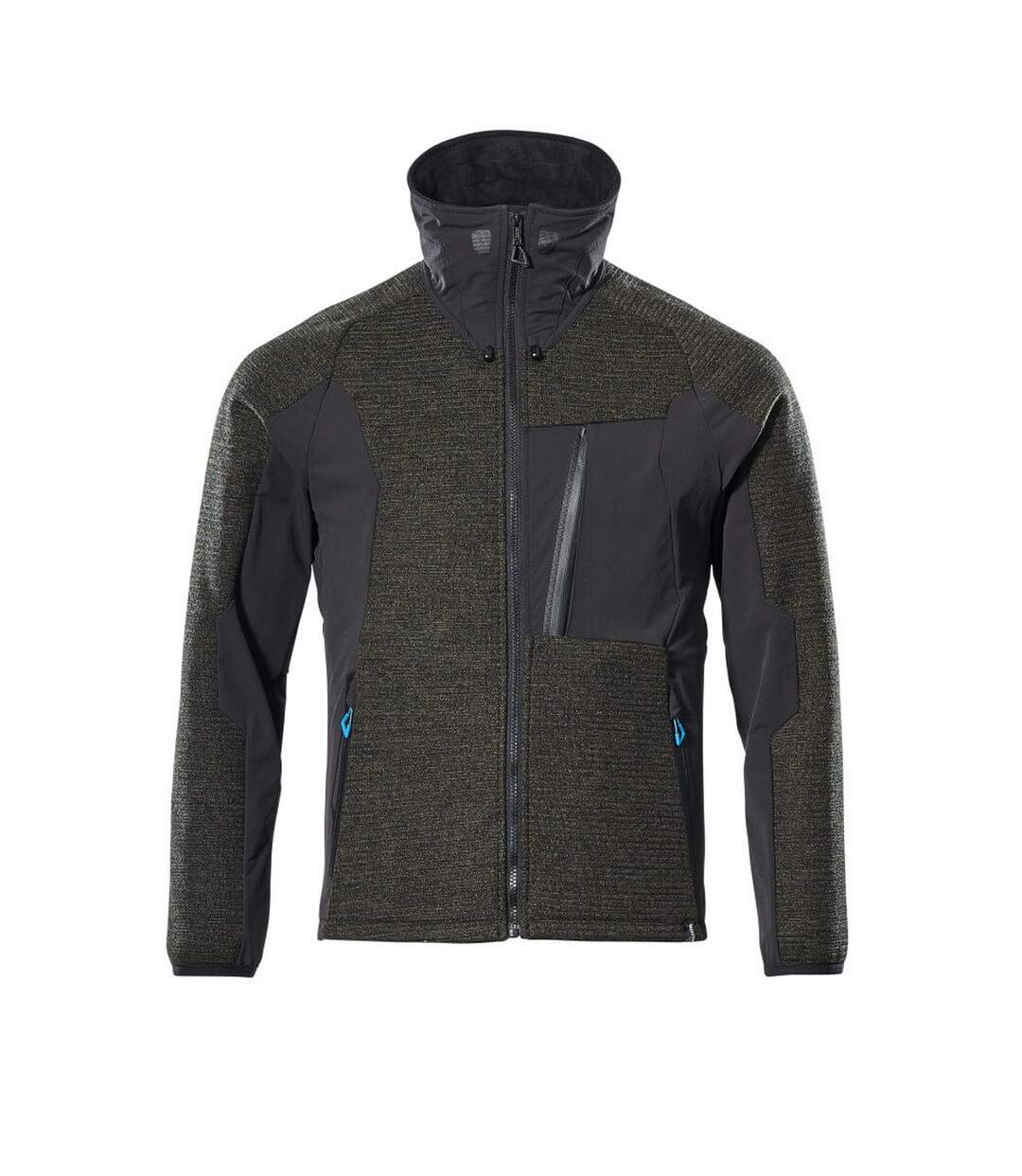 Mens Advanced Knitted Full Zip Jacket Moss Green Black Mascot-1
