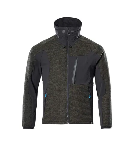 Mens Advanced Knitted Full Zip Jacket Moss Green Black Mascot