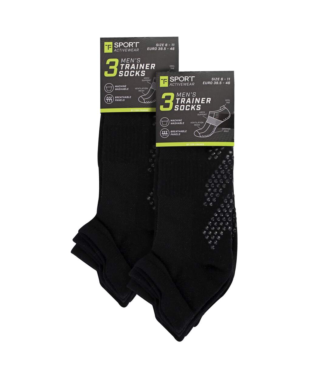 6 Pack Mens Yoga Pilates Non Slip Socks | Breathable Cushioned Gym Socks-2