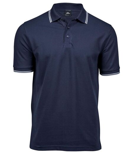 Polo homme Luxury Stripe Stretch - 1407 - bleu marine - manches courtes