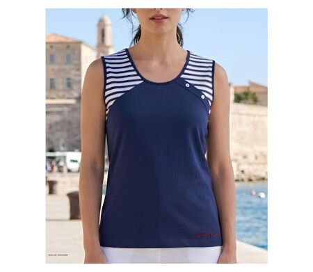 Tee-shirt sans manches TF192M Mode Directe : Débardeur fantaisie 100% coton au look marin